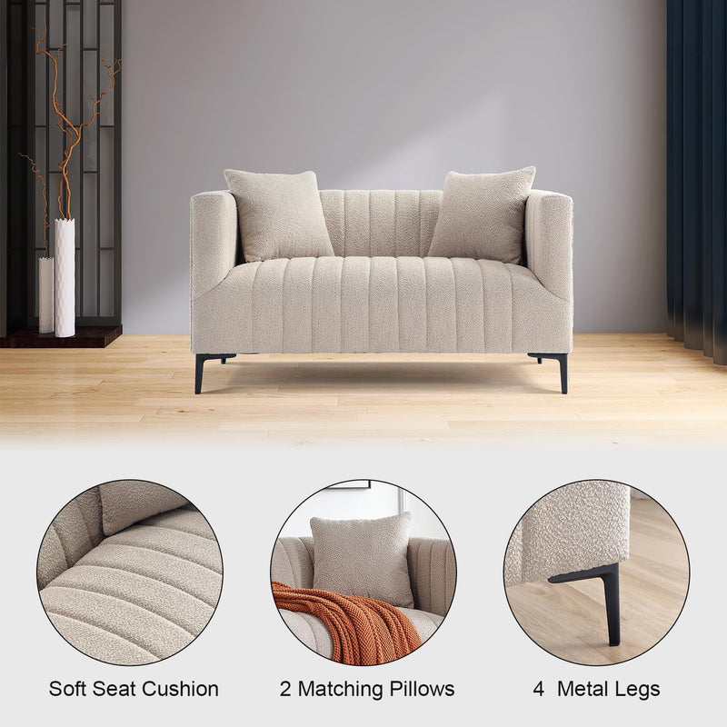 White Tufted Sofa 2 Seats 