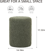 Load image into Gallery viewer, Sherpa Fabric Round Ottoman with Soft Padded Seat, Upholstered Footrest Stool (Green)
