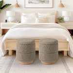Load image into Gallery viewer, Wooden Base Storage Ottoman: Taupe Boucle #100105
