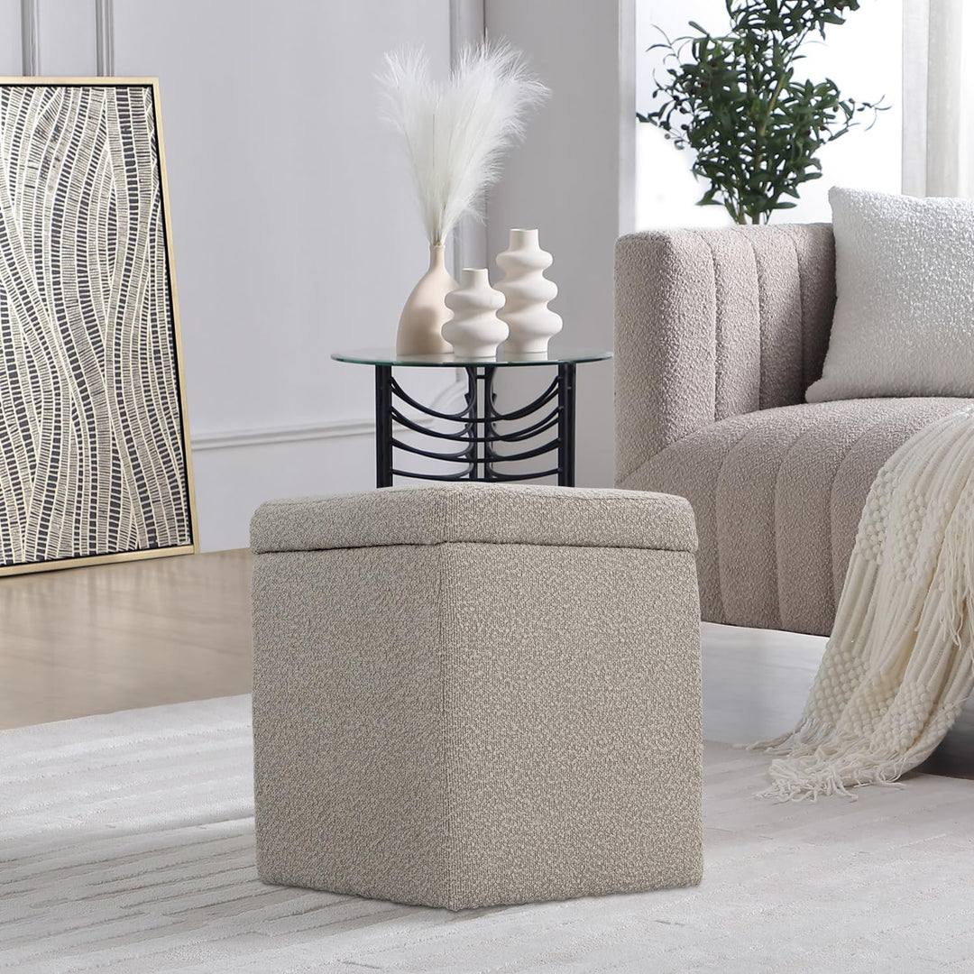 Taupe Square Ottoman With Storage #100121