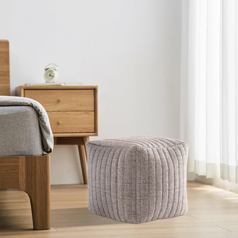 Taupe Boucle Stuffed Pouf 