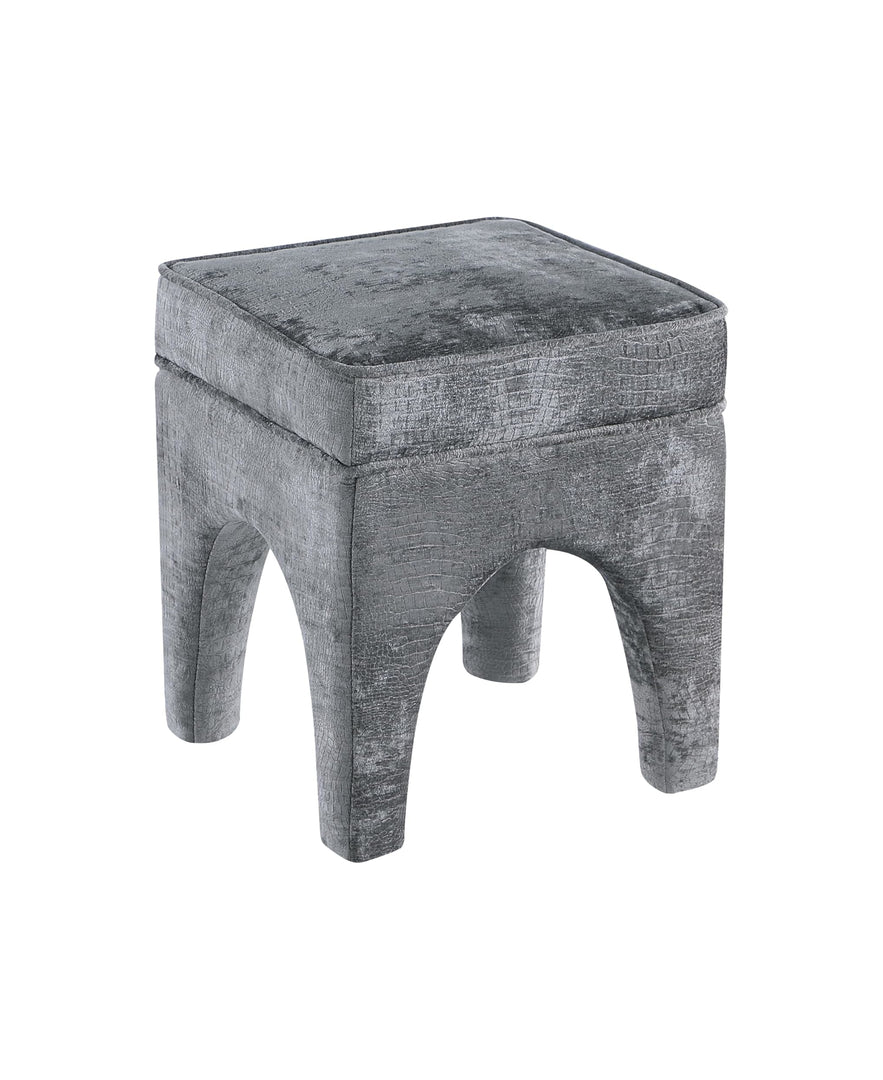 Upholstered Square Ottoman with Leopard Print, Soft Fabric Footrest Stool, Accent Vanity Stool for Living Room, Bedroom, Entryway Get Set Style Furniture