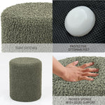 Load image into Gallery viewer, Sherpa Fabric Round Ottoman with Soft Padded Seat, Upholstered Footrest Stool (Green)
