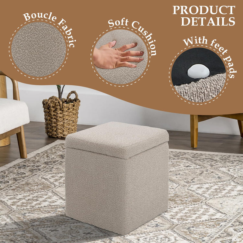 Taupe Square Ottoman With Storage 