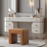 Brown U Shaped Leather Ottoman #100133