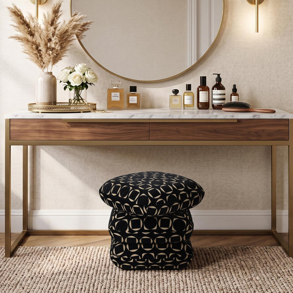 Stacked Swivel Ottoman ( Black Jacquard ) Get Set Style Furniture