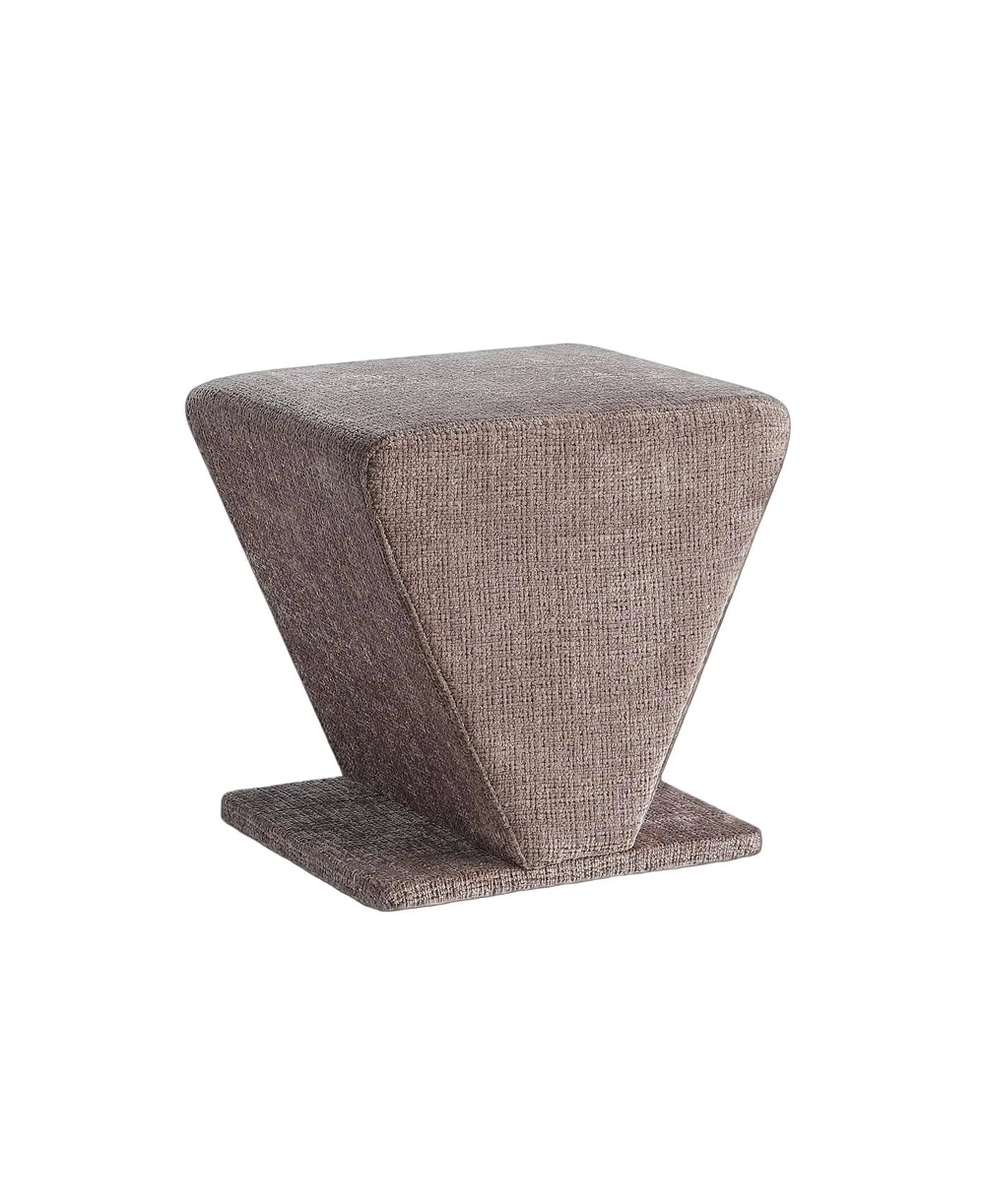 Diamond Plush Upholstery Ottoman Stool - Modern Geometric Vanity Chair and Footrest in Mocha Brown and Salt and Pepper Gray by Get Set Style Furniture.