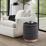 Load image into Gallery viewer, Wooden Base Storage Ottoman: Grey Boucle #100112

