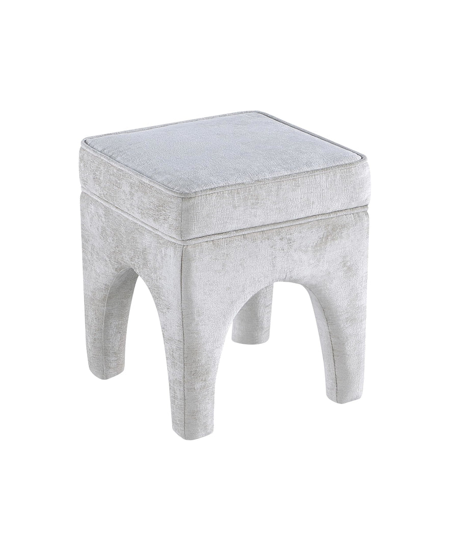 Upholstered Square Ottoman with Leopard Print, Soft Fabric Footrest Stool, Accent Vanity Stool for Living Room, Bedroom, Entryway Get Set Style Furniture