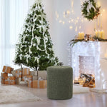 Load image into Gallery viewer, Sherpa Fabric Round Ottoman with Soft Padded Seat, Upholstered Footrest Stool (Green)

