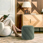 Load image into Gallery viewer, Round Ottoman with Soft Padded Seat, Storage Vanity Stool for Makeup, Upholstered Footrest Stool Ottoman Foot Stool (Green) #100201