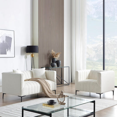 White Tufted Sofa - 1 Seat #010003