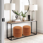 Load image into Gallery viewer, Wooden Base Storage Ottoman: Mustard Boucle #100111
