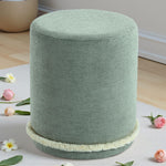 Load image into Gallery viewer, Cirque Round Plush Ottoman, Soft Upholstered Footrest &amp; Vanity Stool, Chic Minimal Accent Piece in Neutral Tones (Malachite Green) #100161