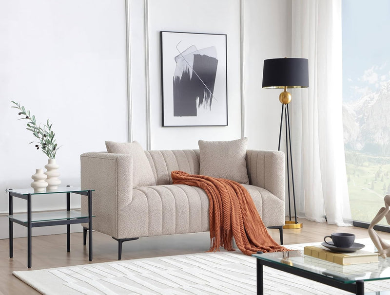 White Tufted Sofa 2 Seats 