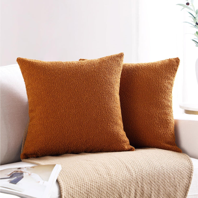 Orange Boucle Pillow Cover | Set of 2 