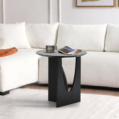Black Round End Table #400010