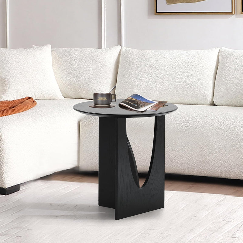 Black Round End Table 