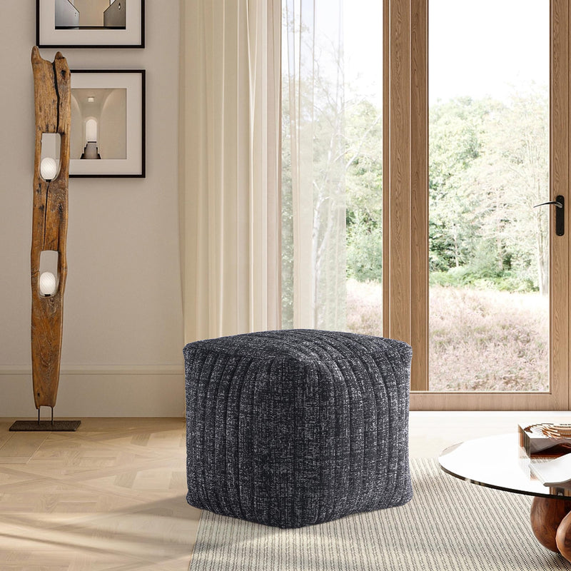 Black Boucle Stuffed Pouf 