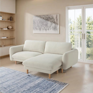 86"Wide Convertible Sectional Sofa, Modern L Shape Couches with Left/Right Reversible Chaise,  Mid-Century Sofa with Reversible Cushions (Off White) #100212 Get Set Style Furniture