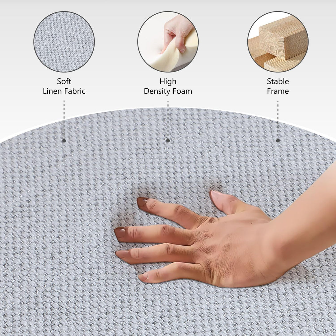 Everest Ivory Cube Shaped Boucle Light Gray Stool