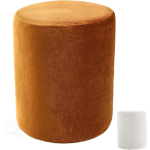 Paulo 2 in 1 Removeable Velvet Round Ottoman ( Honey Ginger / White ) Get Set Style Furniture