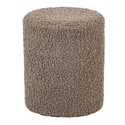 Taupe Sherpa Fabric Round Ottoman #100131