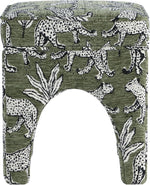 Load image into Gallery viewer, Upholstered Square Ottoman with Leopard Print, Soft Fabric Footrest Stool, Accent Vanity Stool for Living Room, Bedroom, Entryway Get Set Style Furniture