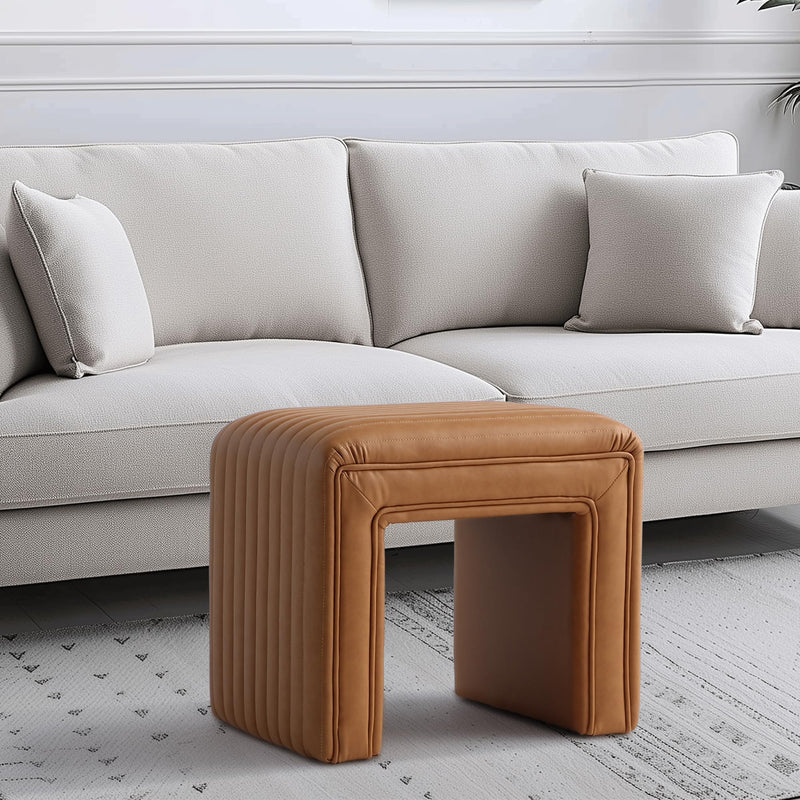 Brown U Shaped Leather Ottoman 