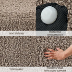 Load image into Gallery viewer, Taupe Sherpa Fabric Round Ottoman #100131
