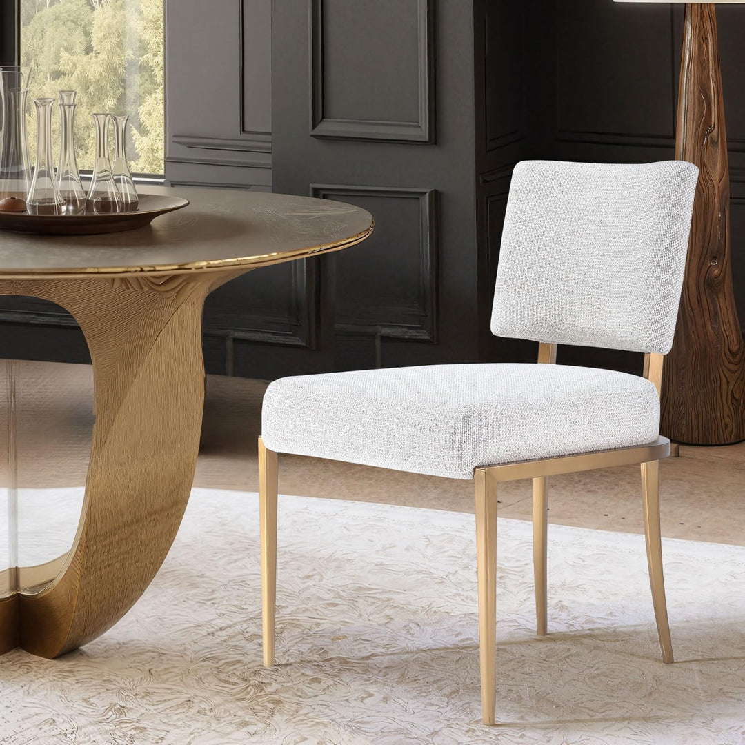 Levante Boucle Fabric Upholstered with Metal base Dining Chair ( Set of 2 )