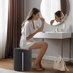 Load image into Gallery viewer, Black Linen Round Ottoman with Band #100116
