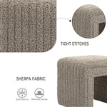 Load image into Gallery viewer, Taupe U Shaped Sherpa Fabric Ottoman #100045
