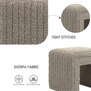 Taupe U Shaped Sherpa Fabric Ottoman #100045 Get Set Style Furniture