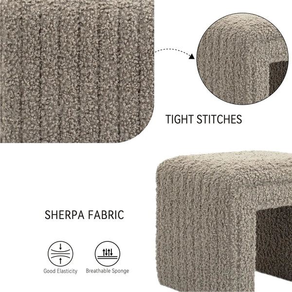Taupe U Shaped Sherpa Fabric Ottoman #100045 Get Set Style Furniture