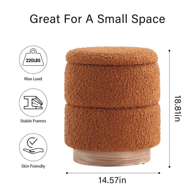 Wooden Base Storage Ottoman: Mustard Boucle #100111