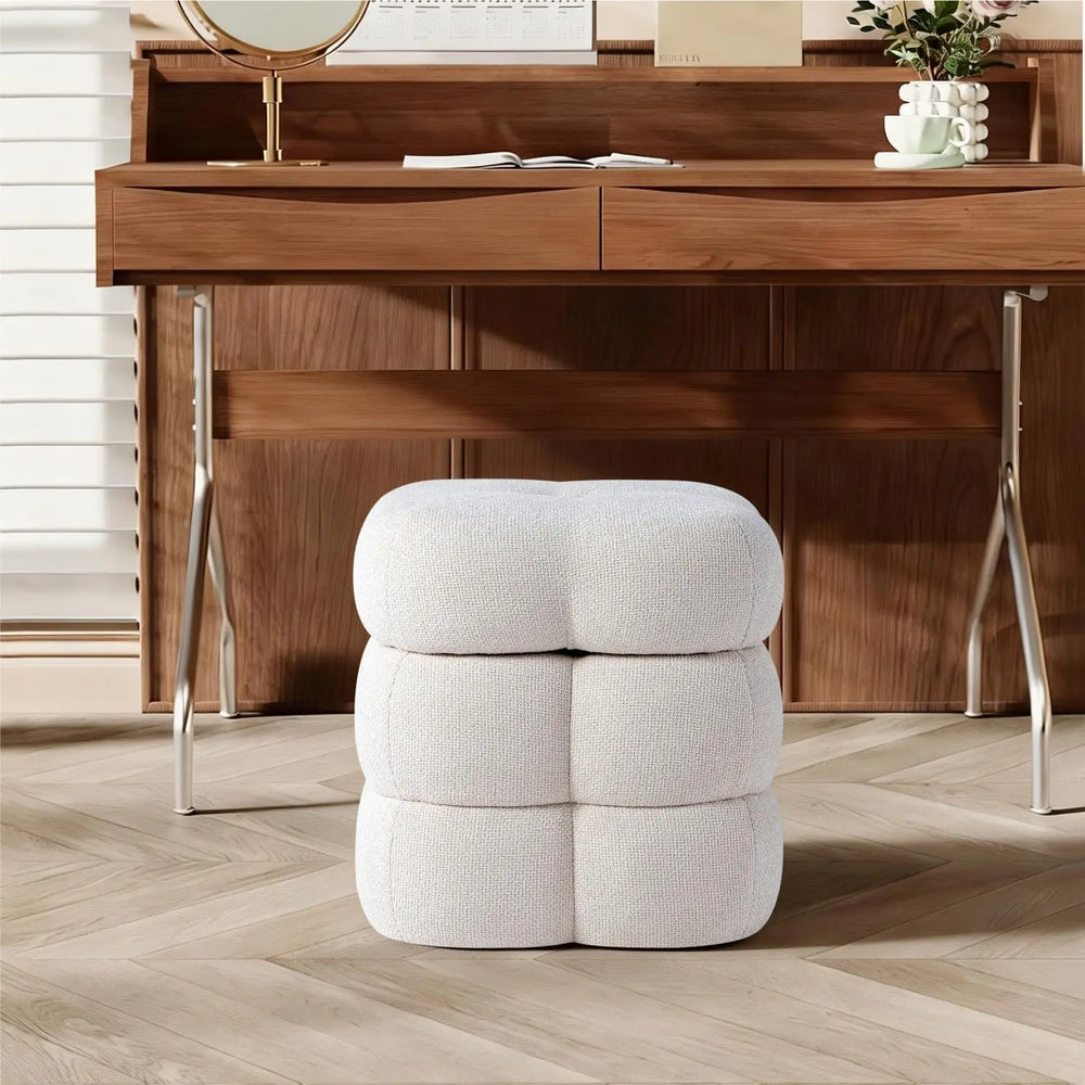 Flower Ottoman with Rotating Base,17.5in Accent Vanity Stool Multi-Functional Lounge Footrest or Extra Seating Get Set Style Furniture
