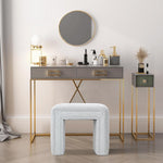 Load image into Gallery viewer, Beige U Shaped Linen Ottoman #100123
