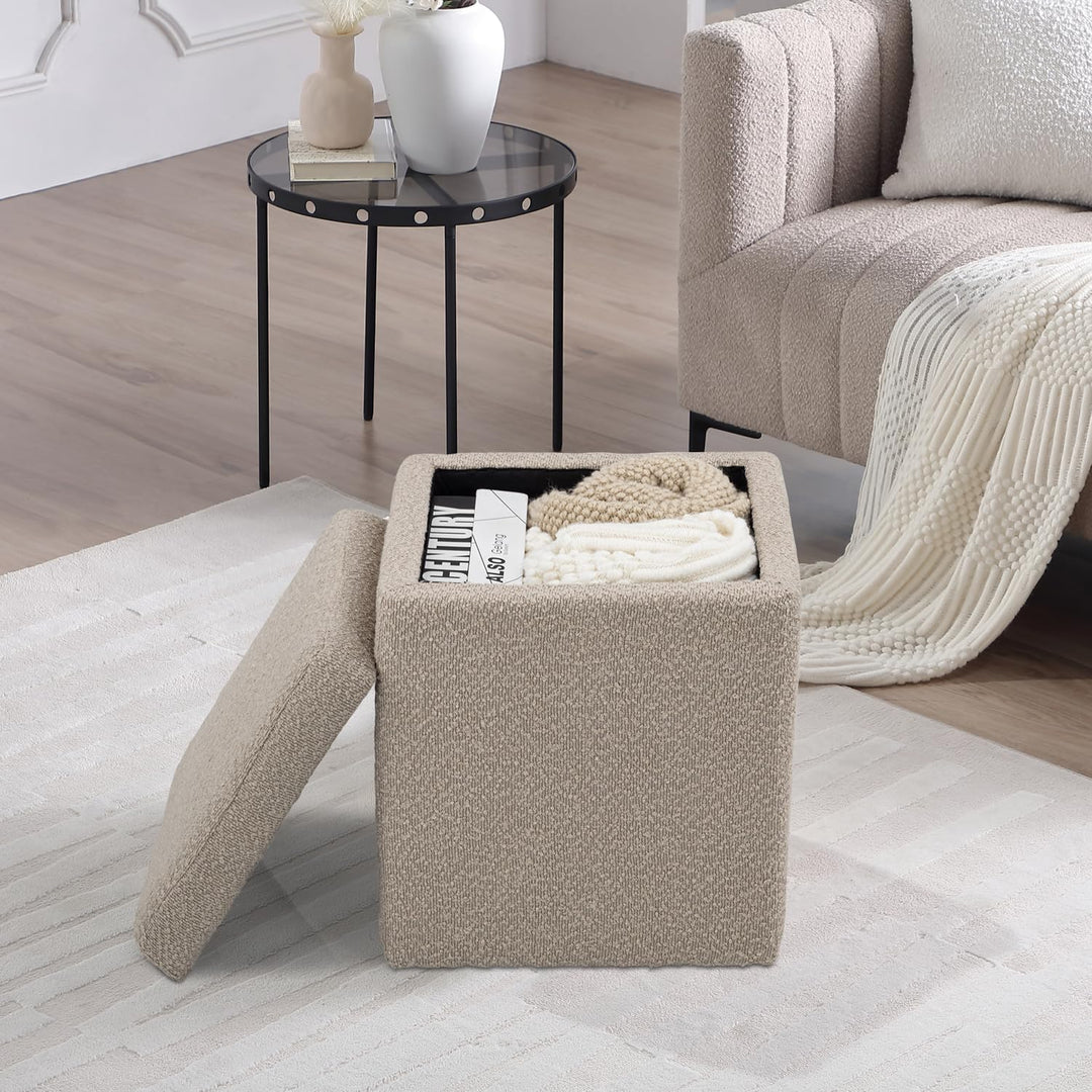 Taupe Square Ottoman With Storage #100121
