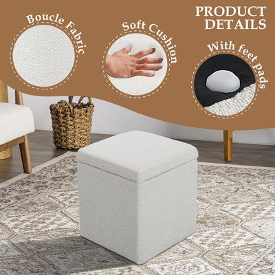 White Square Ottoman With Storage #100122
