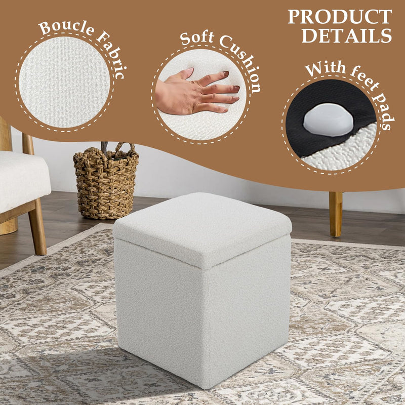 White Square Ottoman With Storage 
