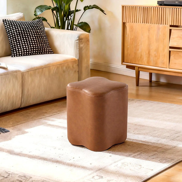 Flower Shaped Accent Stool: Plush petal-shaped ottoman. Adds a chic, cozy touch to your living room, bedroom(Brown) #100194 Get Set Style Furniture