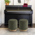 Load image into Gallery viewer, Wooden Base Storage Ottoman: Olive Boucle #100106
