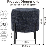 Load image into Gallery viewer, Linen Round Multifunctional Stool with Black Metal Legs (Blue)
