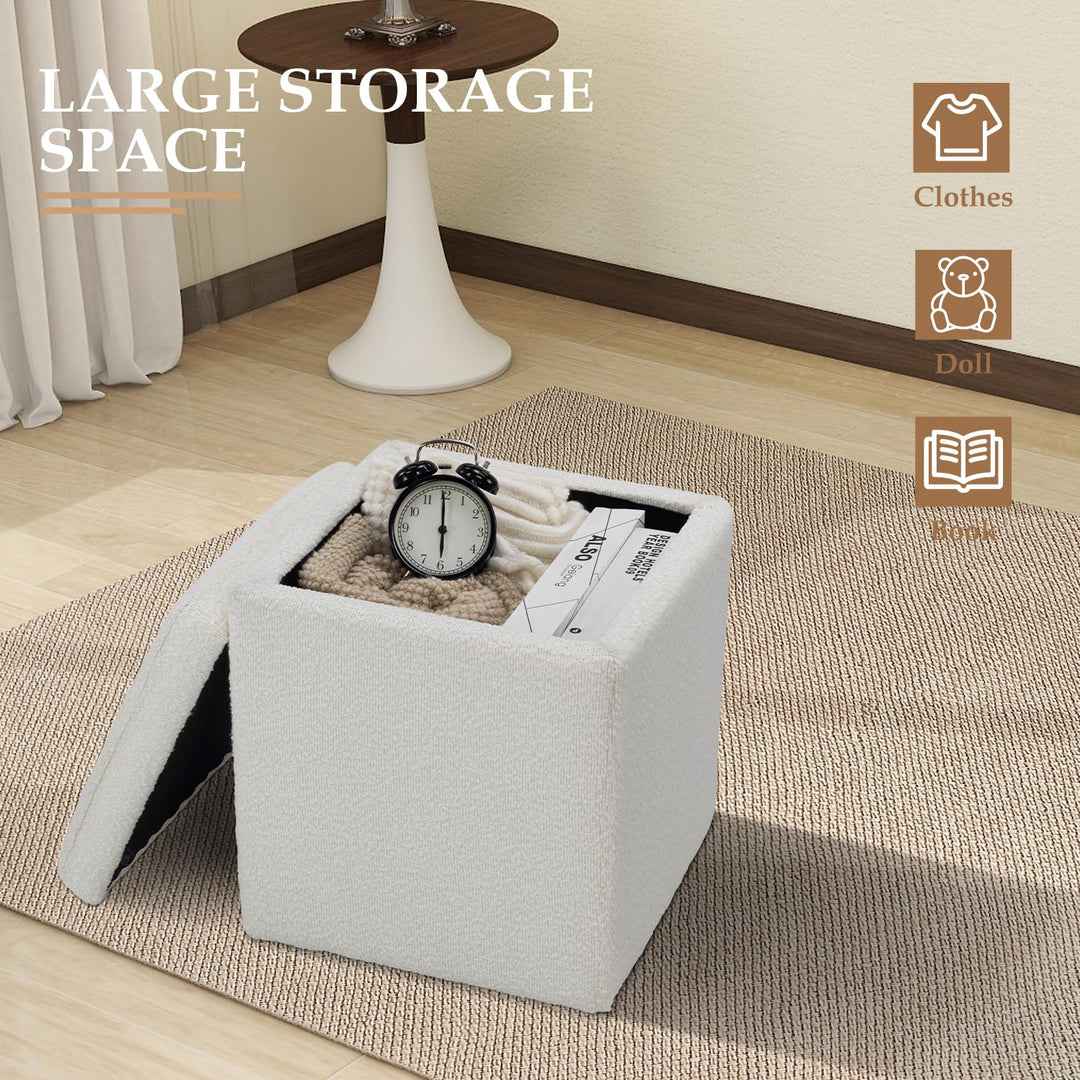 White Square Ottoman With Storage #100122