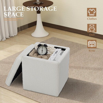 White Square Ottoman With Storage #100122