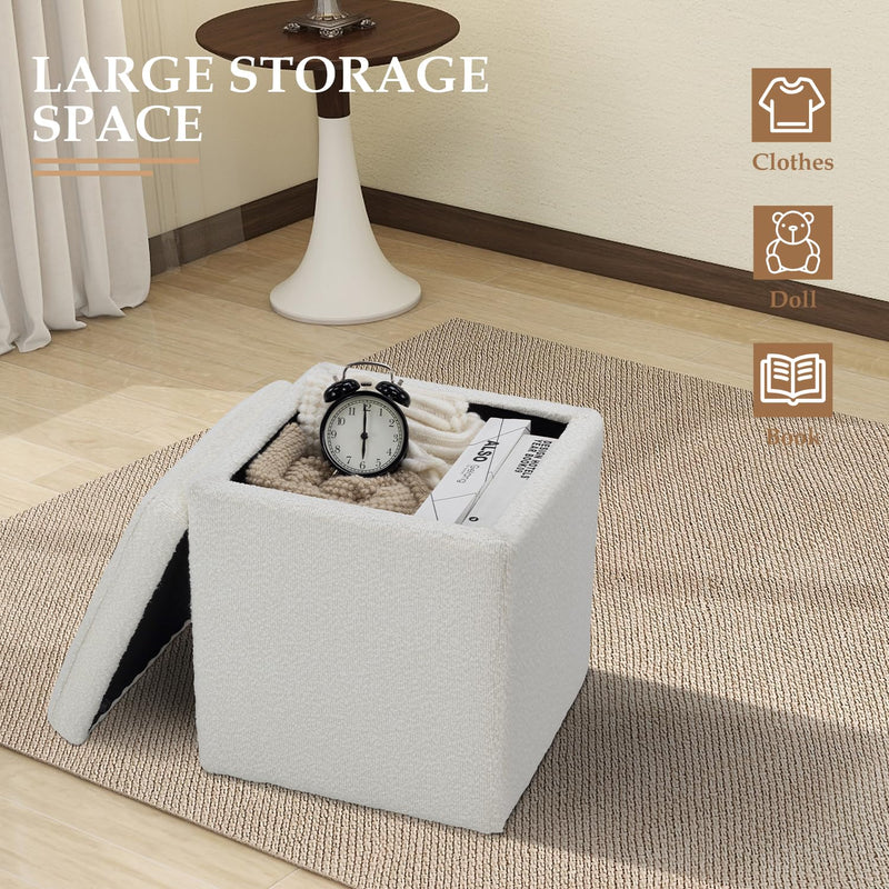 White Square Ottoman With Storage 