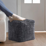 Load image into Gallery viewer, Black Boucle Stuffed Pouf #100108
