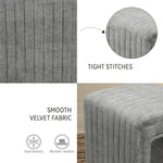Load image into Gallery viewer, Veluxe Gray U-Shaped Velvet Gray Ottoman, Plush Upholstered Vanity Stool and Footrest with Wood Legs, Stylish Extra Seating for Living Room, Bedroom, or Entryway, Fully Assembled
