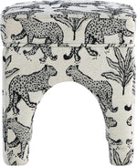 Load image into Gallery viewer, Upholstered Square Ottoman with Leopard Print, Soft Fabric Footrest Stool, Accent Vanity Stool for Living Room, Bedroom, Entryway Get Set Style Furniture